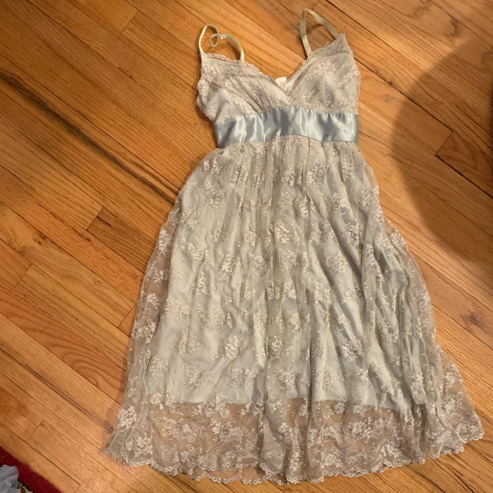 Delicate Lacy Dress with Satin Sash